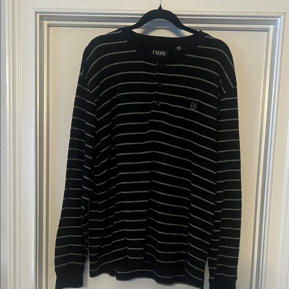 Chaos Black and White Striped Long Sleeve Shirt